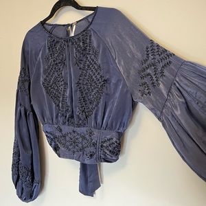 Free people embroidered blouse medium